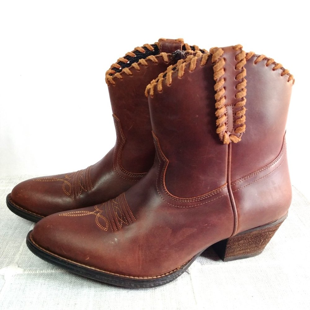 Shyanne Sawyer Dolly Terra Cowboy Boots - Brown Booties - Size 9 - Cognac